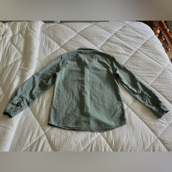 Perry Ellis Teal Linen Blend Button Down Shirt - Picture 7 of 8